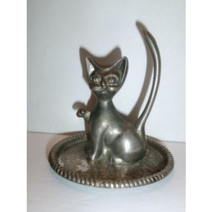 Vintage Silver Plated Cat Ring Holder Hong Kong