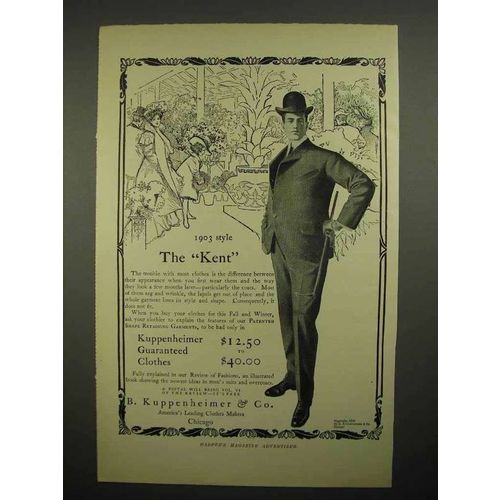 1902 B. Kuppenheimer & Co. Clothing Ad - The Kent Suit