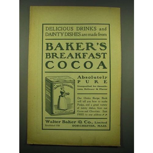 1902 Baker's Breakfast Cocoa Ad - Delicious drinks and dainty dishes