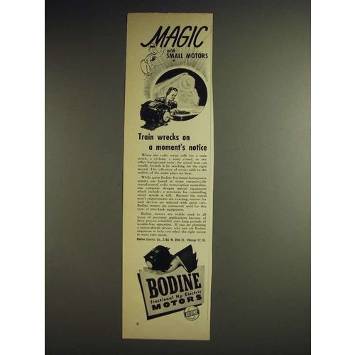 1948 Bodine Motors Ad - Train wrecks on a moment's notice