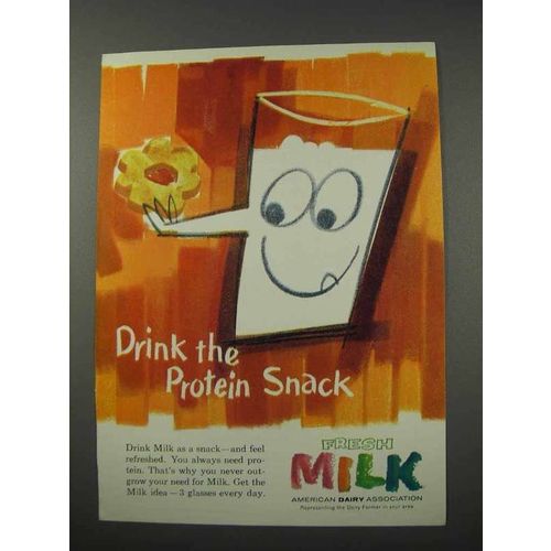 1961 American Dairy Association Milk Ad - Protein Snack
