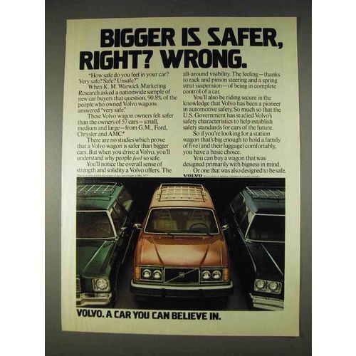 1978 Volvo Cars Ad - Bigger is Safer, Right? Wrong