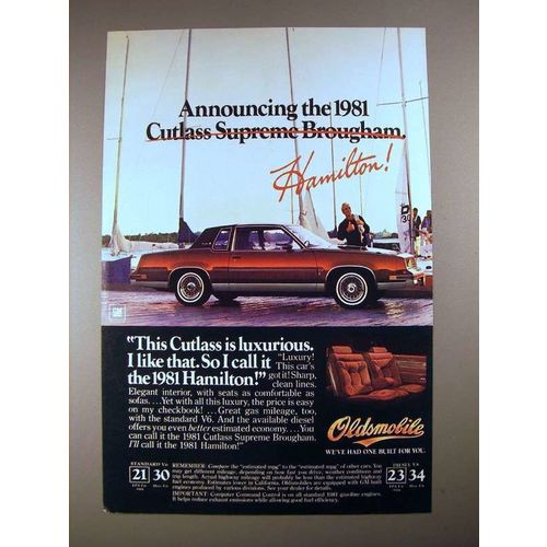 1981 Oldsmobile Cutlass Supreme Brougham Car Ad!