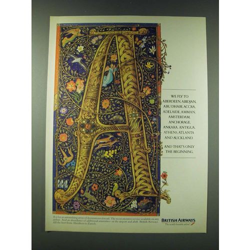 1989 British Airways Ad - We fly to Aberdeen, Abidjan, Abu Dhabi, Accra