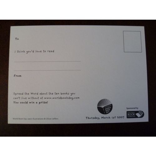 Happy 10th World Book Day spread the word 2007 mint colour postcard