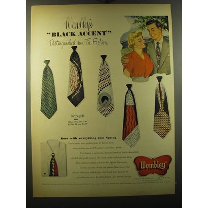 1950 Wembley Black Accent Ties Ad - Wembley's Black Accent Distinguished