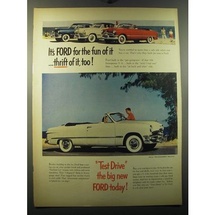 1950 Ford Cars Ad - It's Ford for the fun of it ..thrift of it, too
