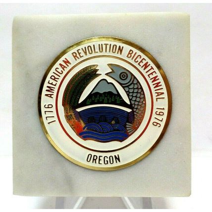 1776 American Revolution 1976 Bicentennial Paperweight Oregon White (E2)