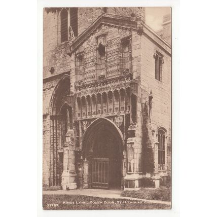 South Door St Nicholas Church Kings Lynn Postcard Norfolk