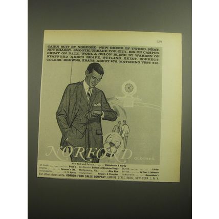1958 Norford Cairn Suit Ad - Cairn suit by Norford. New breed of tweed