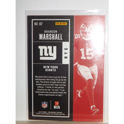 2017 Panini Contenders BRANDON MARSHALL (Giants) Playoff Ticket #82 196/249