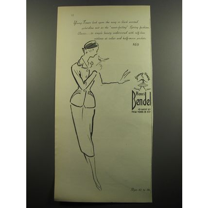1951 Henri Bendel Suit Ad - Young-timers look upon the never-failing fashion