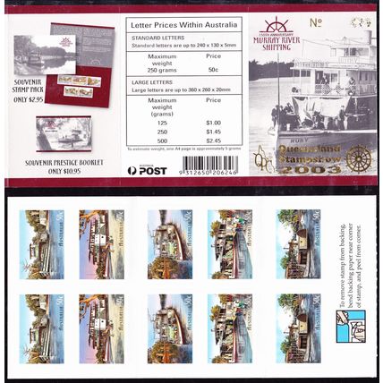 Australia 2003 $5 MURRAY RIVER SHIPPING Booklet 206246 - QLD PHILATELIC COUNCIL