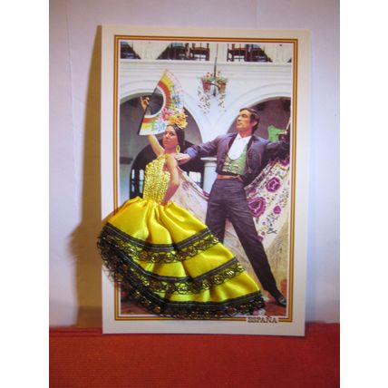SPANISH DANCERS in a silk dress? , SPAIN unused postcard with envelope =