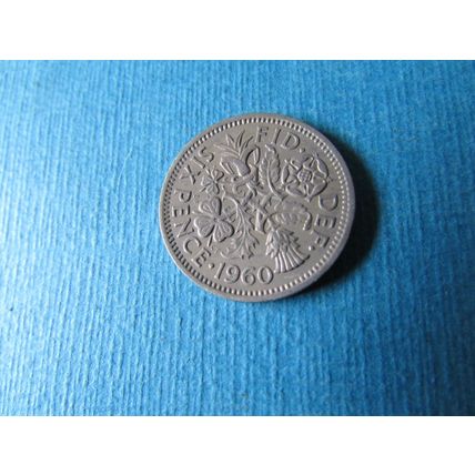 1960 QUEEN ELIZABETH II SIXPENCE FREE POST. (zzebid)