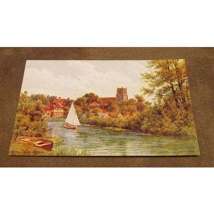 Salmon postcard -Belaugh on the Bure - Norfolk Broads - Artist A.R Quinton