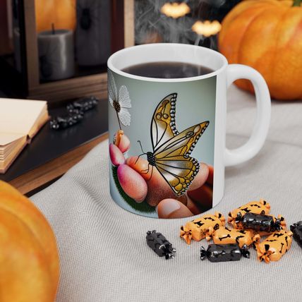 April Diamond Birth Month Colors Fairies & Butterflies #3 Mug 11oz AI Decorative