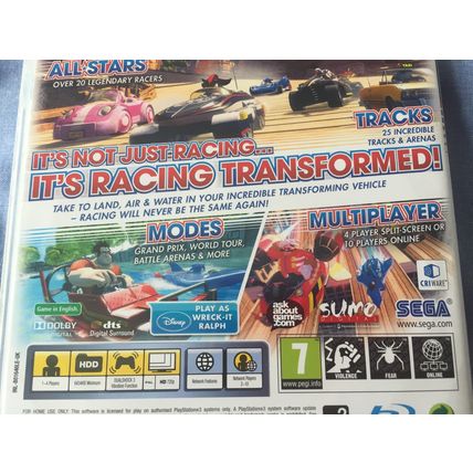 SONIC & ALL * STARS RACING TRANSFORMED - 2012 Sony PlayStation 3 PS3