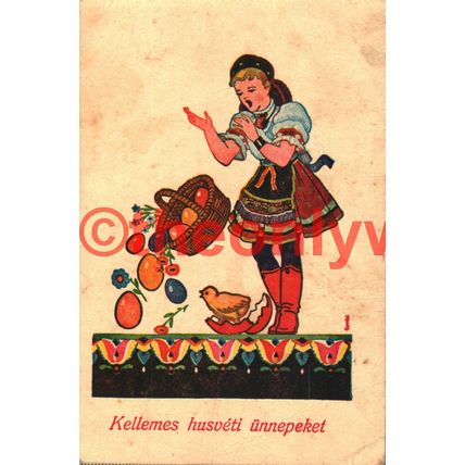 Happy Easter, Kellemes Husveti Unnepeke, Hungarian Postcard 1913