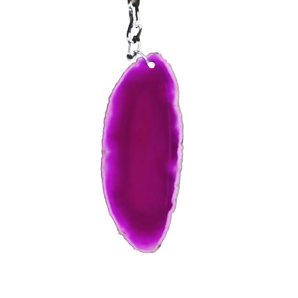 Agate Crystal key ring Slice Pink Polished Key Chain 4 x 3cm Velvet Gift Bag A52