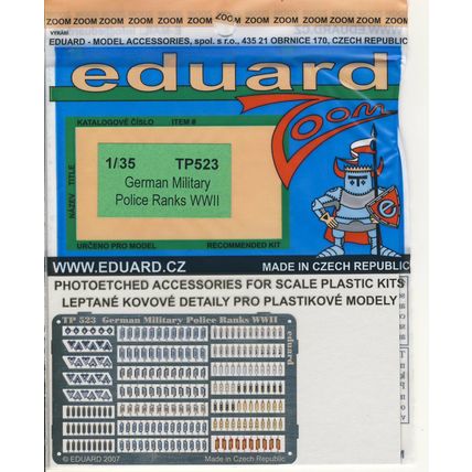 EDUARD 1/35 PHOTO ETCHED WWII GERMAN MILITARY POLICE RANKS