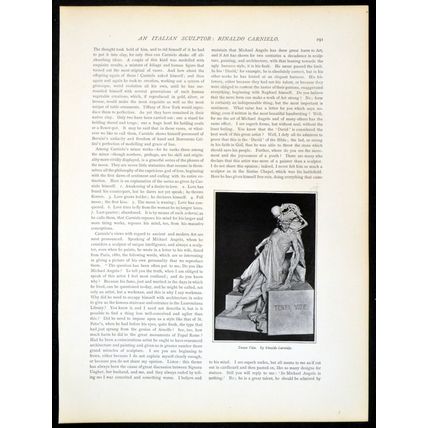 TENAX VITAE 1893 Rinaldo Carnielo - sculpture VICTORIAN PRINT