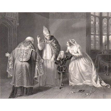 QUEEN ELIZABETH AND THE DUKE OF YORK 1842 William Shakespeare ENGRAVING