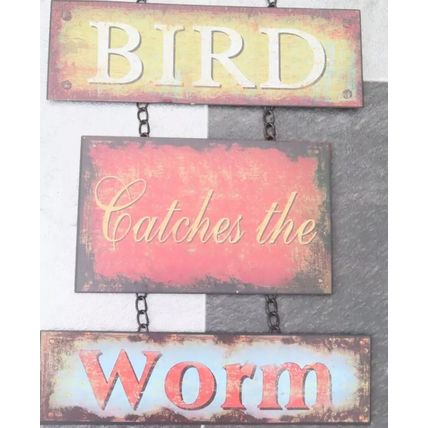 The Early Bird Wall Clock 70 CM Metal Shabby Chic Time Home Decor Gift