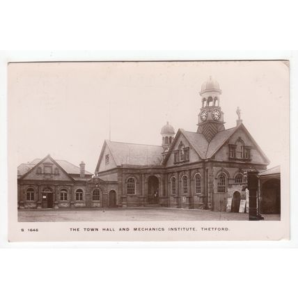 The Town Hall and Mechanics Institute Thetford Postcard 1919 RP Norfolk Kingsway