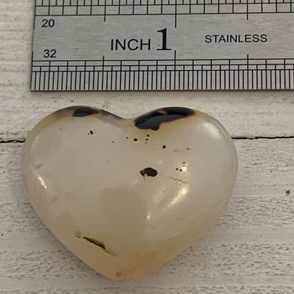 Plant Agate Crystal PUFFY Heart Polished Chakra Healing Worry Stone Reiki 1 1/2"