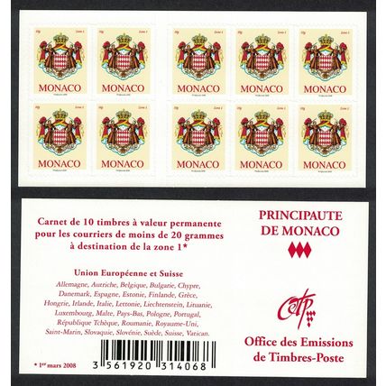 Monaco Booklet of 10v Unfolded 2009 MNH SG#2891 MI#2934