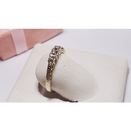 Estate .15ctw Diamond fancy Heart side 14Kt Y/Gold Tracer/Anniversary Band#20635