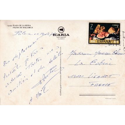Palma de Mallorca Plaza Reina Spain Postcard posted creased