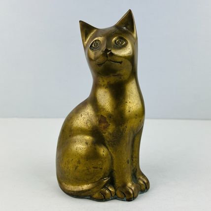 Cat Sitting Figure Brass - Made In Korea