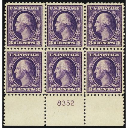502, Mint NH VF 3¢ Plate Block of Six Stamps - Stuart Katz