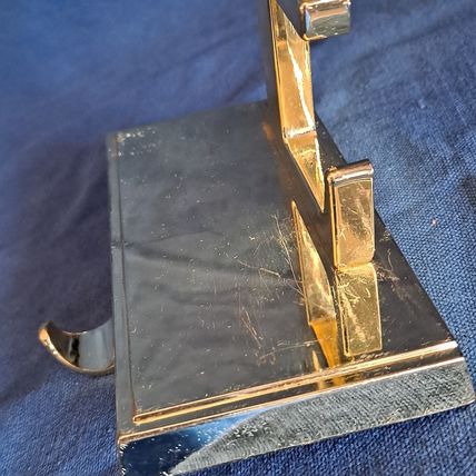 Gold Colored Metal LETTER E Christmas STOCKING HANGER Holder Mantel Hook Holiday
