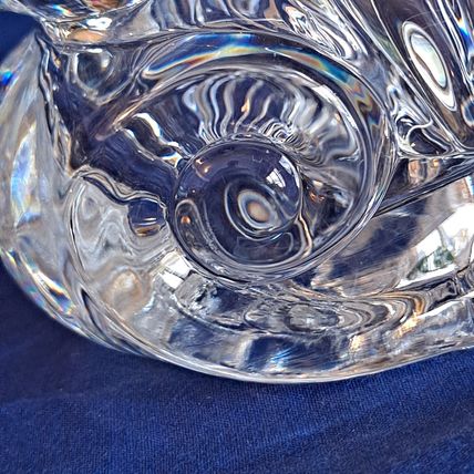 Christmas Santa SLEIGH Lead Crystal CANDLE HOLDER Clear Glass Votive Candy Dish
