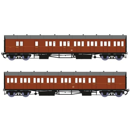 Rapido 946008 GWR Dia. E140 B Set Wartime Brown 2 Coach Pack - NEW