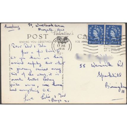 Good Luck from Westbrook, Kent, 1956 - Valentine's RP Postcard