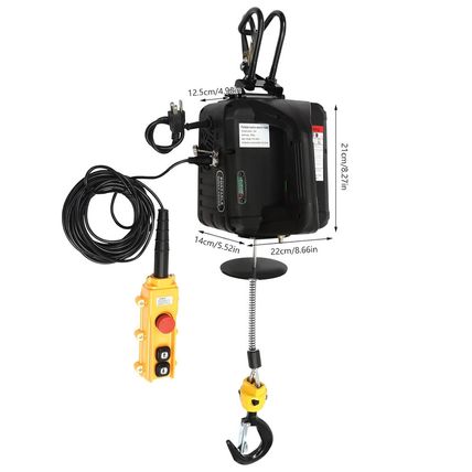 3-In-1 Electric Hoist Winch, 1100Lbs 1500W Portable Electric Hoist Crane 25Ft Li