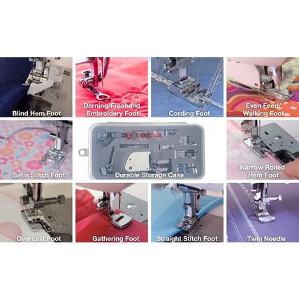SINGER 9 Presser Feet Sewing Machine Accessory Kit Set Suitable for Household Mu