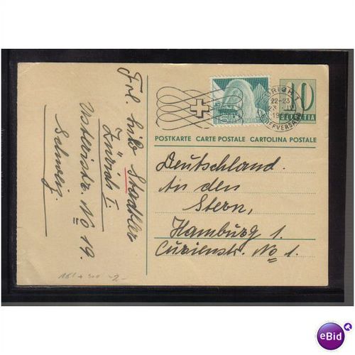 1956 SWITZERLAND P/PAID PC UPRATED ZURICH 1PMK