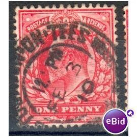 GB stamps 1902-10 KEV11 - 1d SG219 Stockton On Tees 23
