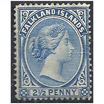 Falkland Islands 1884 SG30 2 1/2d Ultramarine Mounted Mint ..