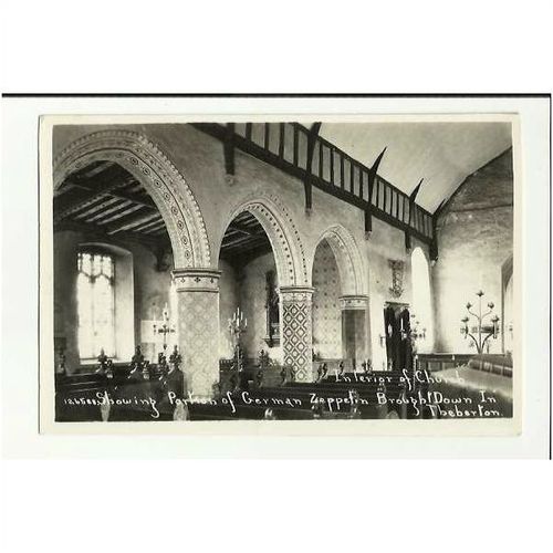 Suffolk THEBERTON Church Interior/Zeppelin Postcard (126588)