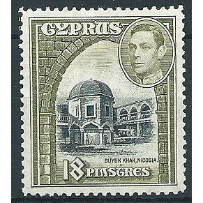 Cyprus 1938 SG160 18pi Black & Olive-Green Mounted Mint ....