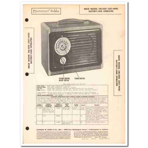 meck model cm-500 5d7-w18 4-tube am radio sams photofact manual