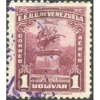 Venezuela 1940 (Air) - SG639 - 1b mauve - Statue of Bolivar at Caracas - used