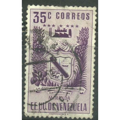 Venezuela 1952 - SG1072 - 35c violet - Arms issue - State of Miranda - used