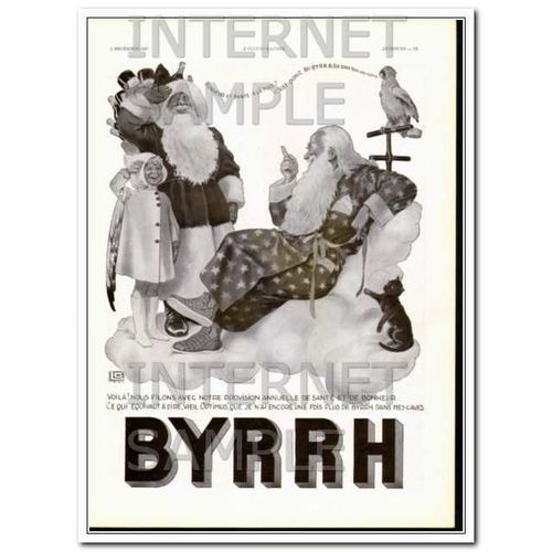 BYRRH 1937 Christmas Santa happiness health French wine vintage ad